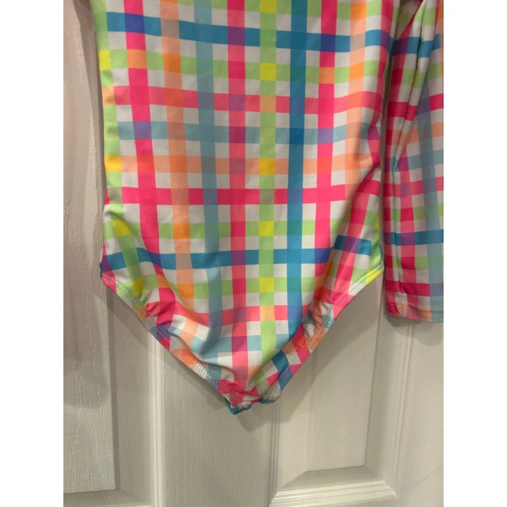 Bmagical Rash Guard‎ Swimsuit Rainbow Plaid Long Sleeve One Piece Swimwear 4T